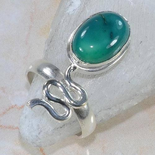 UNUSUAL BOTSWANA AGATE NATURAL GEMSTONE 925 SILVER RING #7.5
