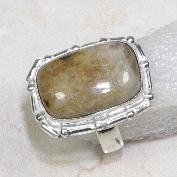 UNUSUAL CALCITE NATURAL GEMSTONE 925 SILVER RING #8.5