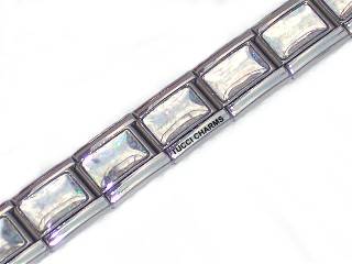 Italian Charms & Bracelets - 9mm Starter Bracelet with CLEAR IRIDESCENT  - 18 Links