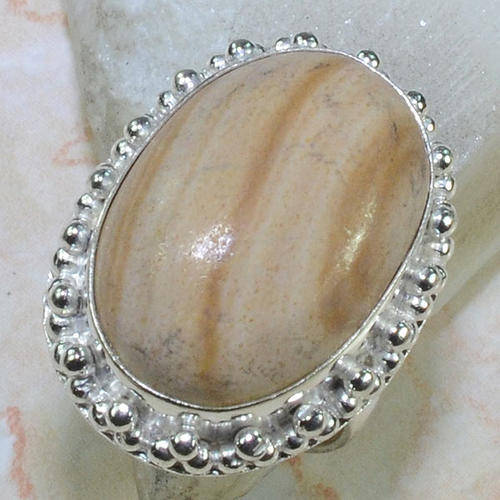ATTRACTIVE PICTURE JASPER NATURAL GEMSTONE 925 SILVER RING #8