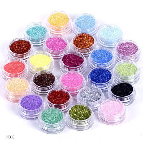 24 Color Set Shiny Fine Glitter Acrylic/Gel UV Powder Nail Art Kit - O.C