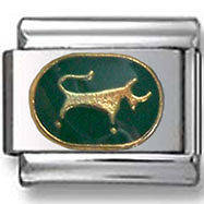 Italian Charms - Fits All 9mm Modular Bracelets - Enamel - Green Zodiac - TAURUS