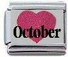 Italian Charms - Fits Nomination - Enamel - Birthstone - GLITTER HEART OCTOBER