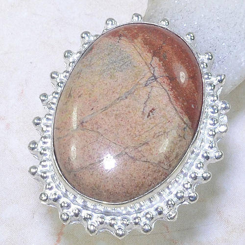 "R10 SPECIAL" DISTINCT JASPER NATURAL GEMSTONE 925 SILVER RING #7