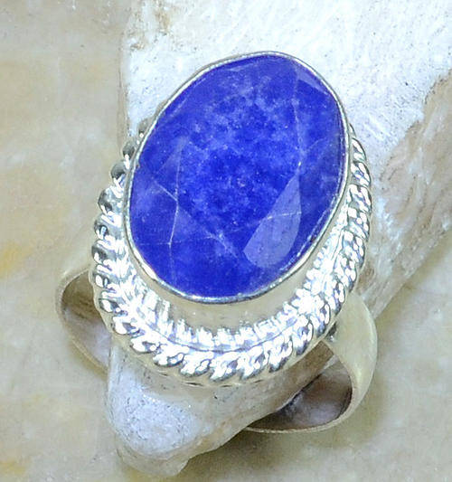 "R15 SPECIAL" 100% NATURAL EARTH MINED BLUE SAPPHIRE GEMSTONE 925 SILVER RING #9