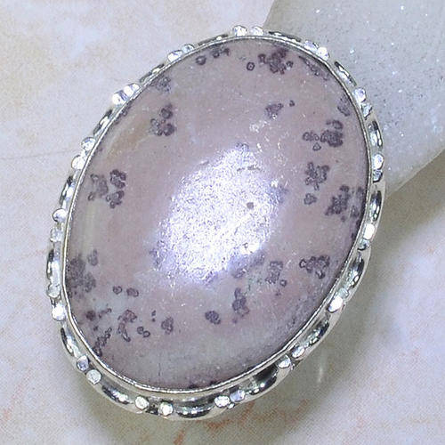 UNUSUAL SPOTTED JASPER NATURAL GEMSTONE 925 SILVER RING #7.75
