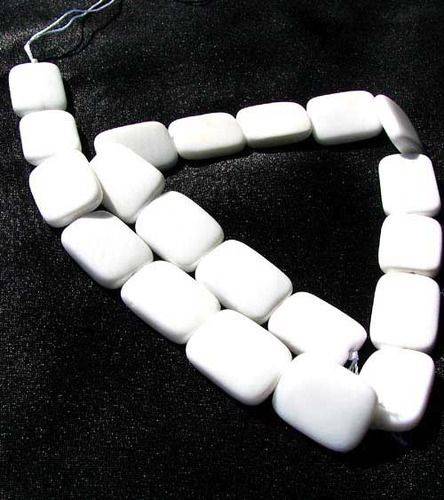 Crafty Collection - 19 pieces - Genuine White JADE Rectangle Beads - 20x15mm - O.C.