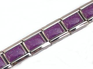 Italian Charms & Bracelets - 9mm Starter Bracelet with PURPLE GLITTER - 18 Links