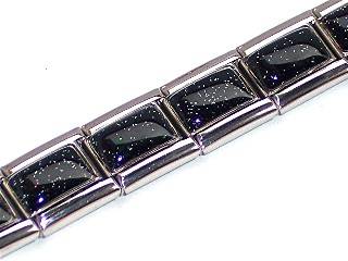 Italian Charms & Bracelets - 9mm Starter Bracelet BLACK GLITTER - 18 Links - GOES WITH EVERYTHING