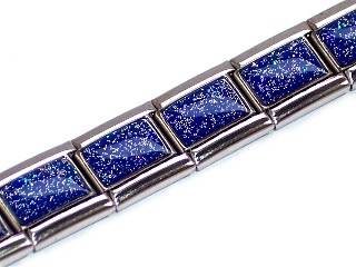 Italian Charms & Bracelets - 9mm Starter Bracelet DARK BLUE SHIMMER - 18 Links