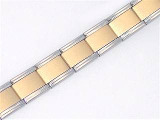 Italian Charms - 9mm Starter Bracelet - 18 Links - Matte Gold Centre With Silver Edgeing