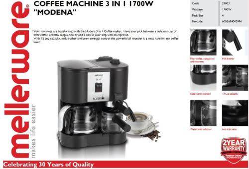 LAGUTTI HOME CONCEPTS - Mellerware - 12 Cup 1700W Modena 3-in-1 Coffee Maker