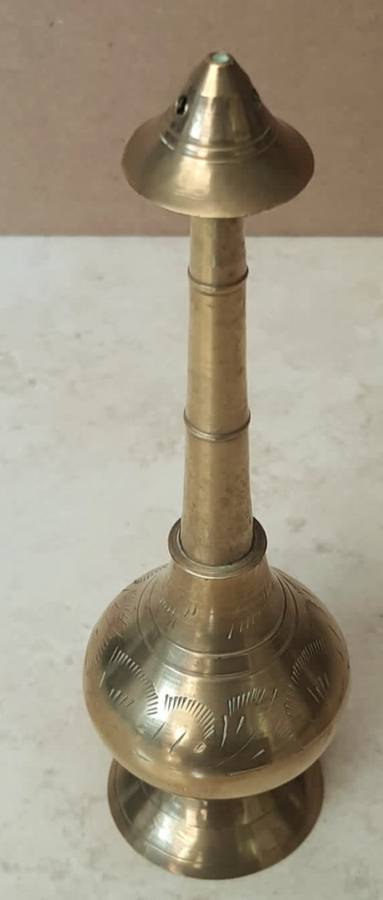 Beautiful Elongated Hand Etched Indian Brass Incense Burner