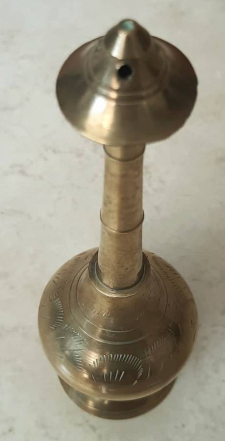 Beautiful Elongated Hand Etched Indian Brass Incense Burner