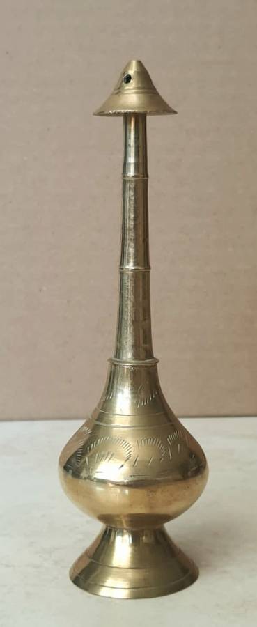 Beautiful Elongated Hand Etched Indian Brass Incense Burner