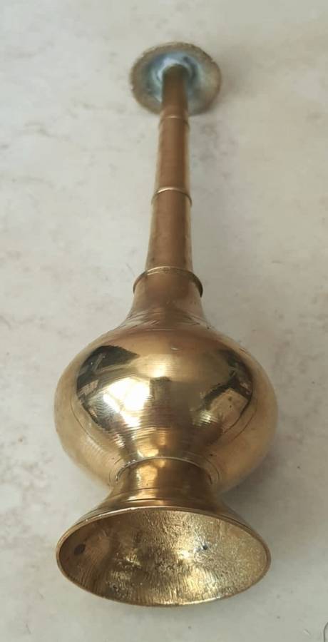 Beautiful Elongated Hand Etched Indian Brass Incense Burner