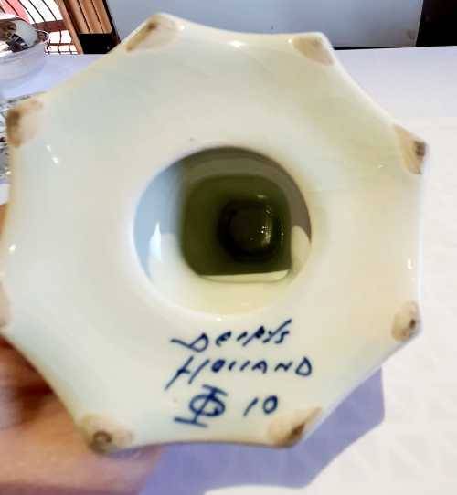 A Stunning Vintage Delft Hand Painted Candlestick Holder - Marked
