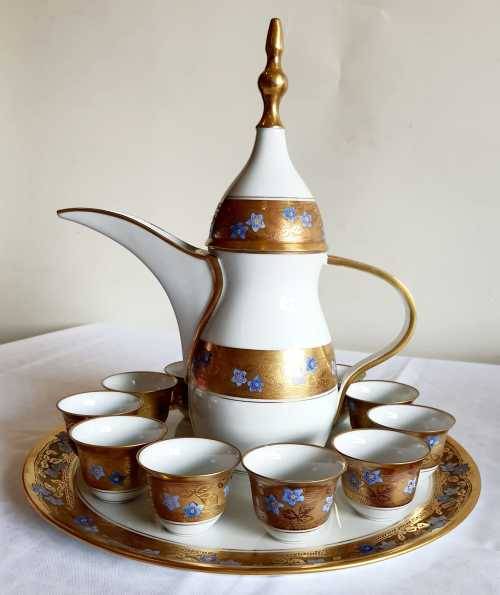 Vintage Turkish Style Tea Set from Limoges France - Coquet Pattern - Double Gilt - Marked - VGC