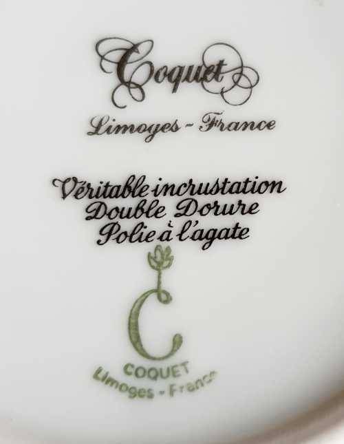 Vintage Turkish Style Tea Set from Limoges France - Coquet Pattern - Double Gilt - Marked - VGC