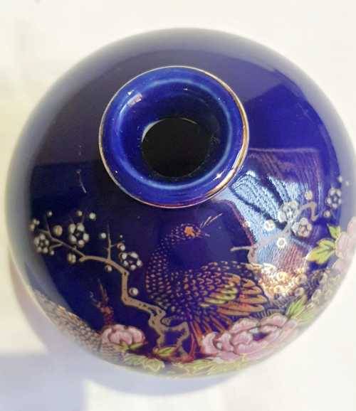 Magnificent Cobalt Blue Porcelain Bud Vase in the Cloisonne Style