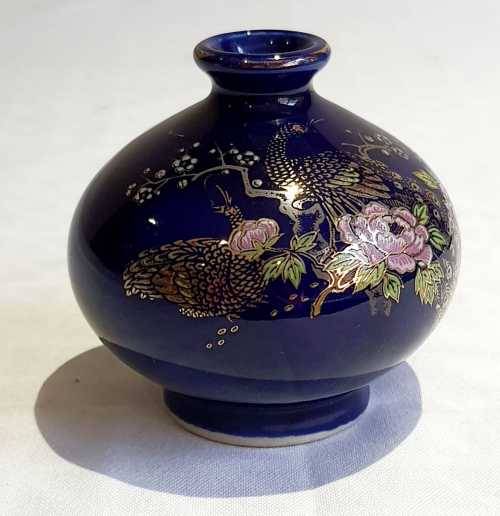 Magnificent Cobalt Blue Porcelain Bud Vase in the Cloisonne Style
