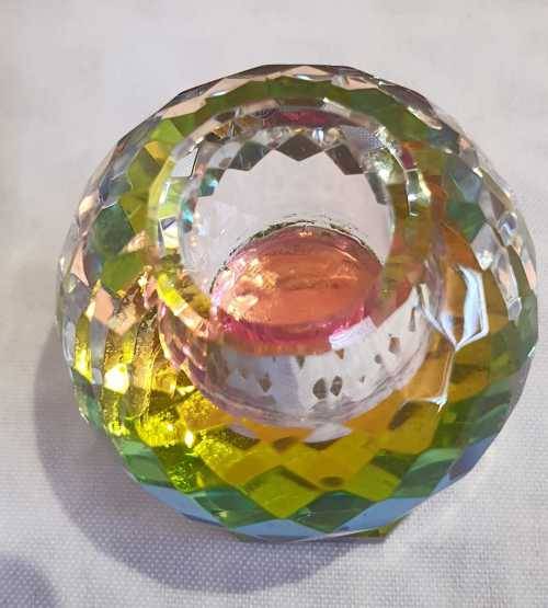 Magnificent Multi Faceted Czechoslovakian Crystal Candle Holder - Stunning!!!!
