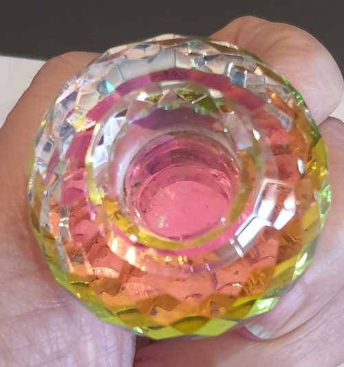 Magnificent Multi Faceted Czechoslovakian Crystal Candle Holder - Stunning!!!!