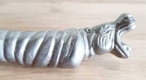 Incredible 820g Pewter Detailed Hippo Handles and Stainless Steel Carving Set