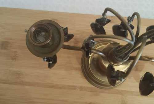 Solid Brass 1.189kg Candelabrum with Faux Amethyst Pendants - NB.Please Read Below