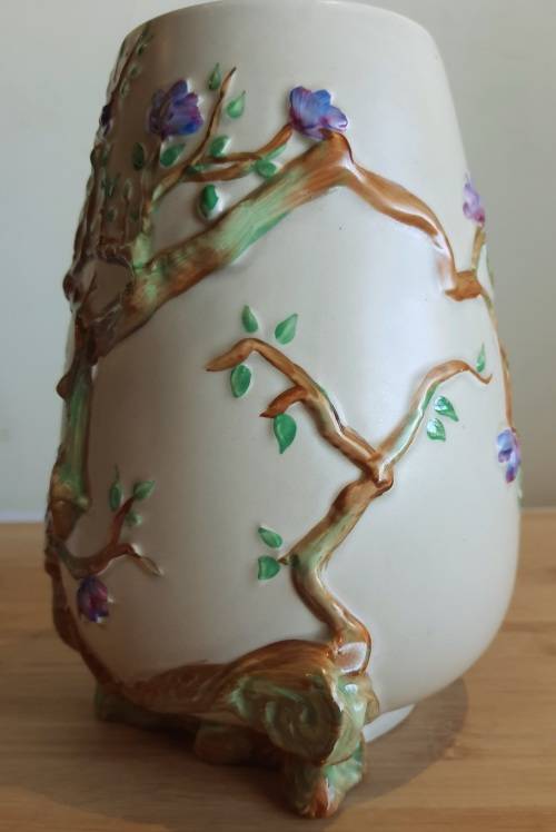 Vintage Clarice Cliff Vase - 989 Shape Cherry Blossom Pattern New Port Potteries c.30`s - Marked