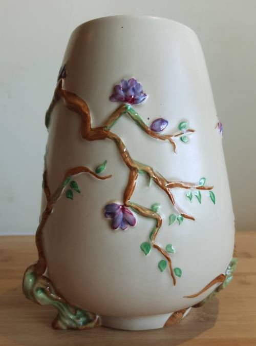 Vintage Clarice Cliff Vase - 989 Shape Cherry Blossom Pattern New Port Potteries c.30`s - Marked