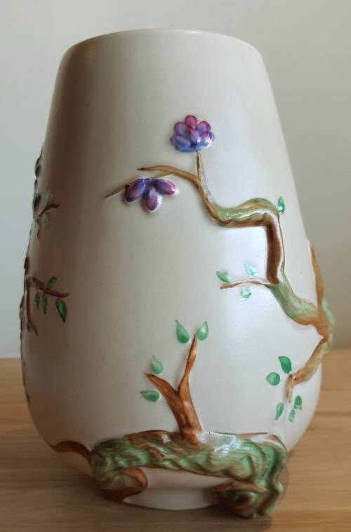Vintage Clarice Cliff Vase - 989 Shape Cherry Blossom Pattern New Port Potteries c.30`s - Marked