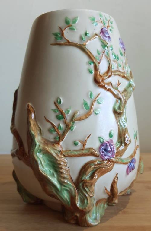 Vintage Clarice Cliff Vase - 989 Shape Cherry Blossom Pattern New Port Potteries c.30`s - Marked