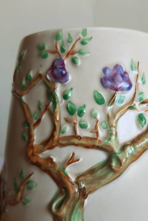 Vintage Clarice Cliff Vase - 989 Shape Cherry Blossom Pattern New Port Potteries c.30`s - Marked