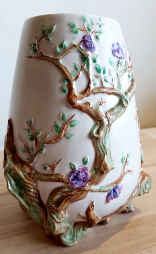 Vintage Clarice Cliff Vase - 989 Shape Cherry Blossom Pattern New Port Potteries c.30`s - Marked