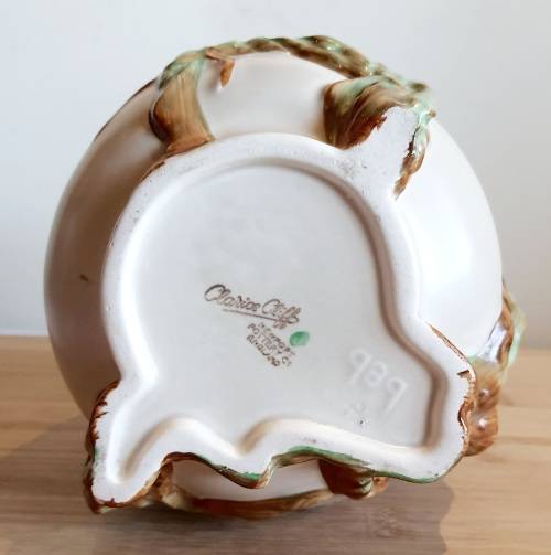 Vintage Clarice Cliff Vase - 989 Shape Cherry Blossom Pattern New Port Potteries c.30`s - Marked