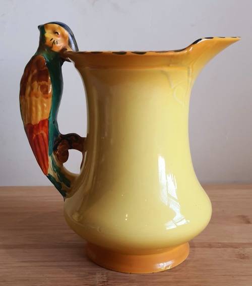 Eye Catching Burleigh Ware Jug with Gorgeous Parrot Handle c.1930`s - Marked