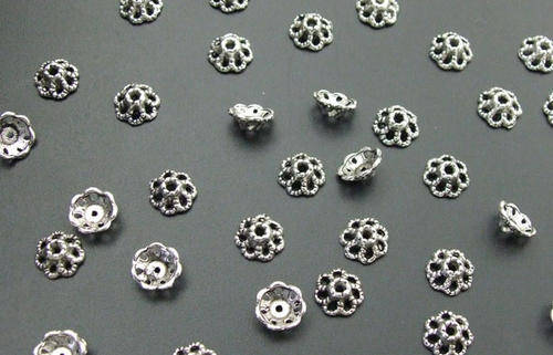 30 Tibetan Silver Filigree Flower Bead Caps