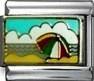 Italian Charms & Bracelets - Enamel - UMBRELLA AT BEACH