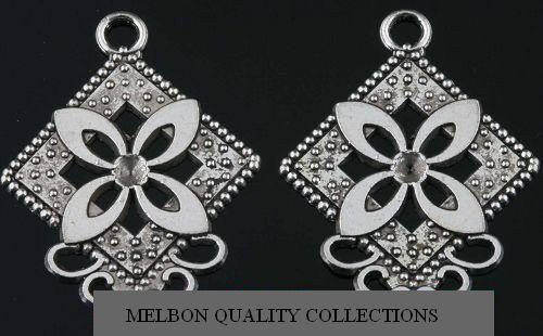 2pcs TIBETAN SILVER EARRING FINDINGS (FLOWER IN SQUARE)