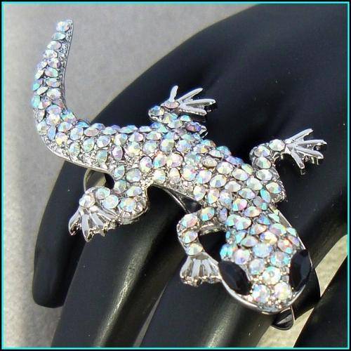 EXQUISITE & STUNNING On Your Hand - Two Finger CRYSTAL LIZARD Ring - BE DIFFERENT!!!