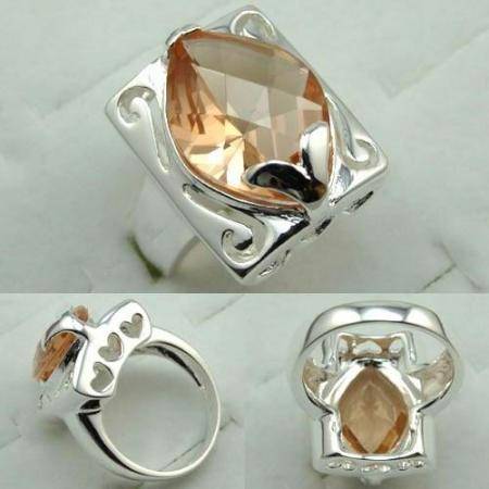 AB FAB 925 SILVER FASHION MORGANITE GEMSTONE ring #7