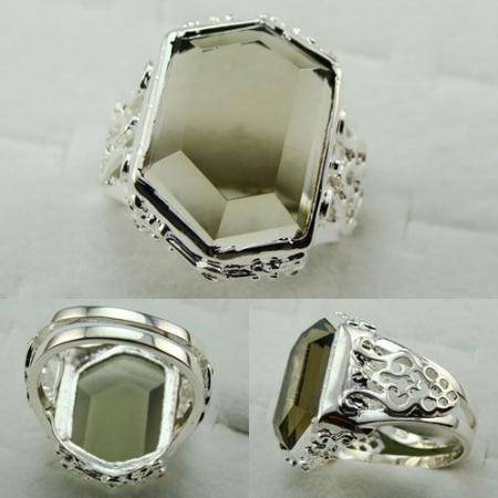 TOTALLY DIFFERENT 925 SILVER SMOKY QUARTZ GEMSTONE ring #7