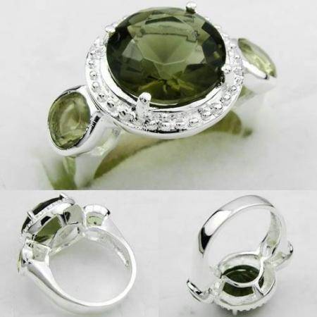 925 SILVER FASHION SMOKY QUARTZ GEMSTONE ring #7