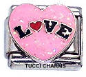 Italian Charms 9mm - Fits Nomination - Enamel - PINK "LOVE" HEART
