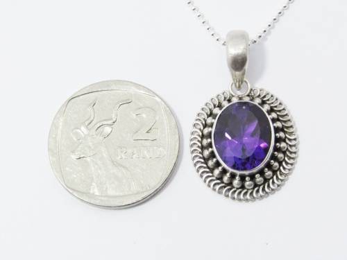 Gorgeous Oval Amethyst Pendant On Chain in Sterling Silver