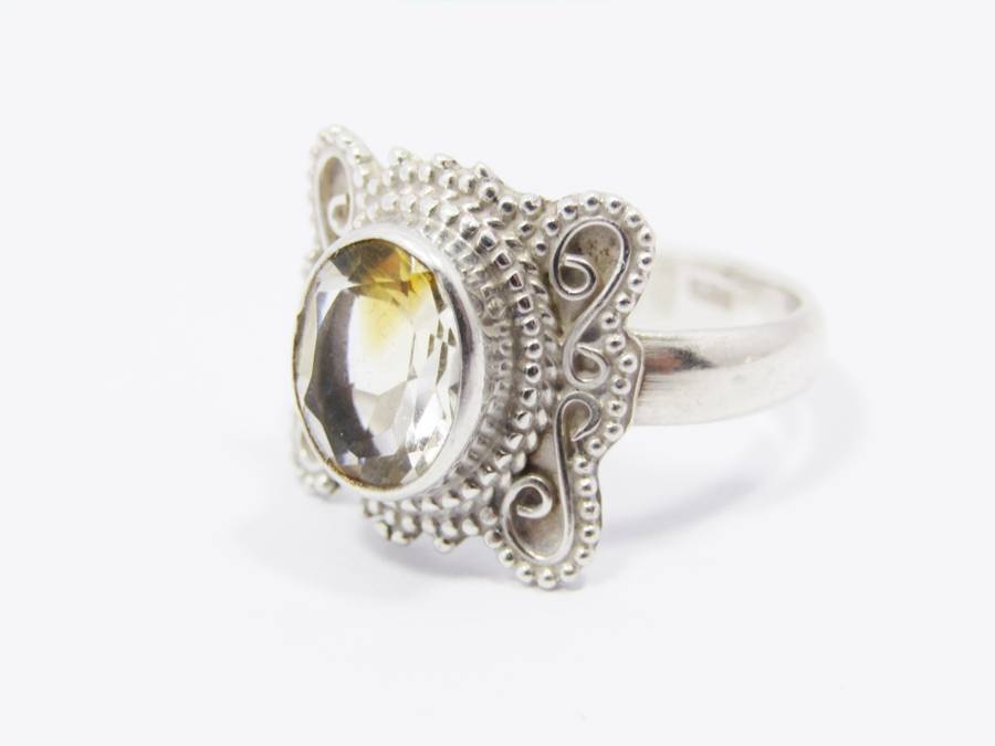 A Lovely Two Tone Citrine Boho Ring in Sterling Silver.