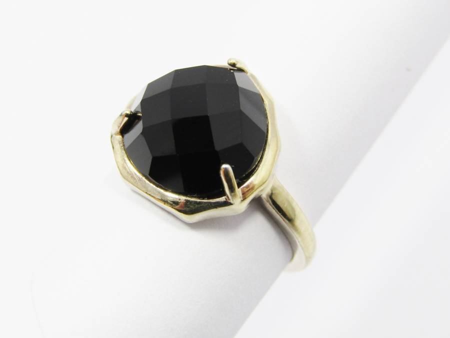 A beautiful Gold Gilt Over Sterling Silver Facetted Onyx Ring