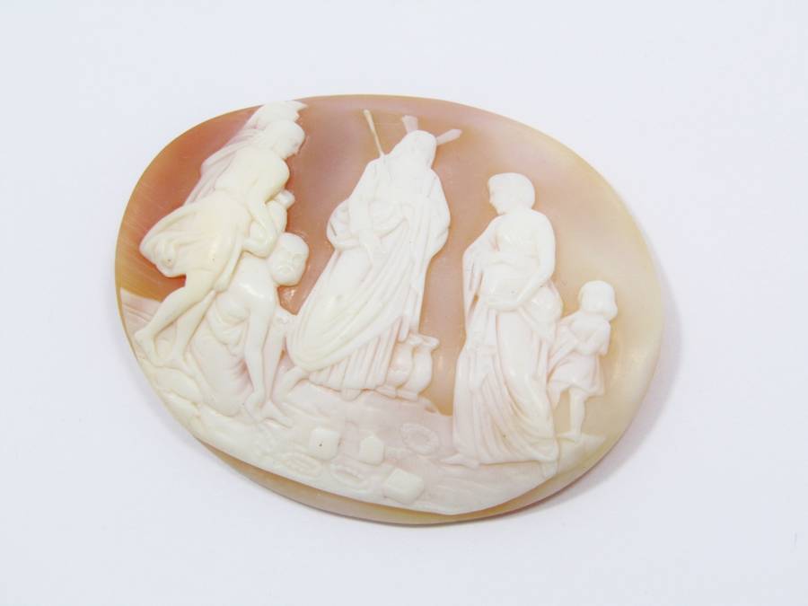 Large Antique Finely Detailed Carved Shell Cameo, Unmounted