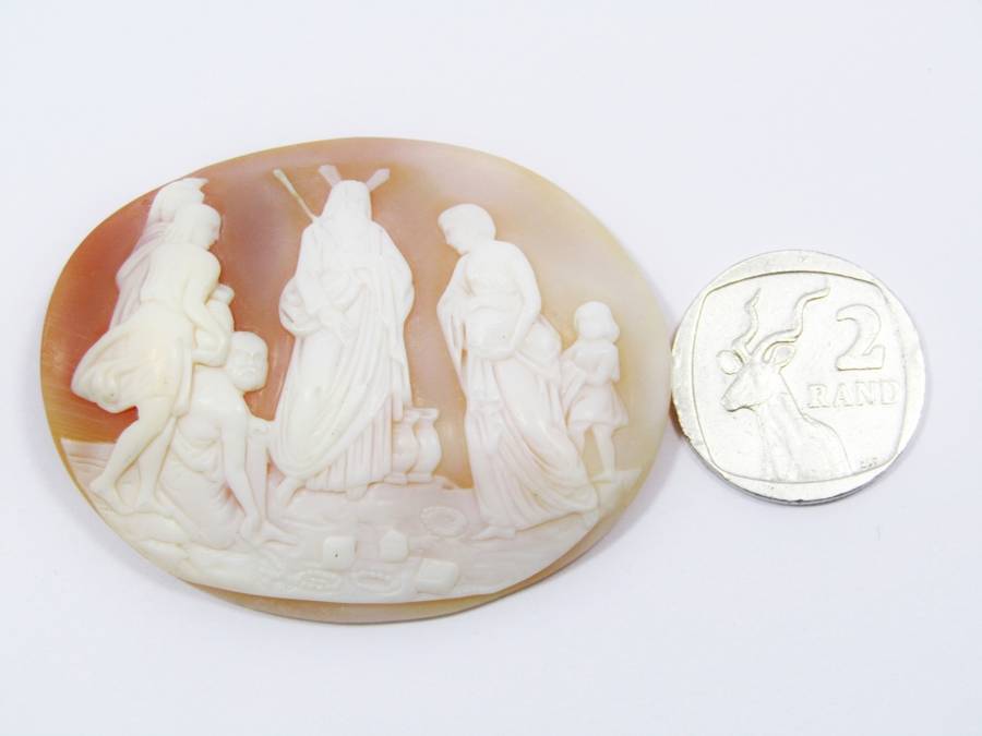 Large Antique Finely Detailed Carved Shell Cameo, Unmounted